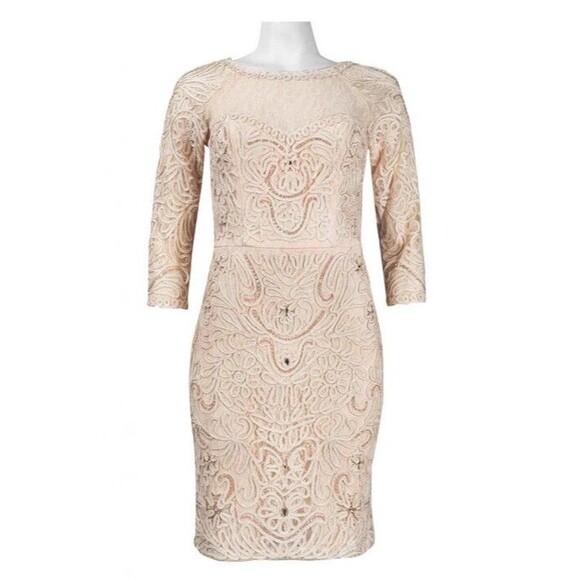 SUE WONG Lace Cocktail Evening Mother of the Bride Dress SZ 6 Blush Pink NWT - Picture 1 of 7